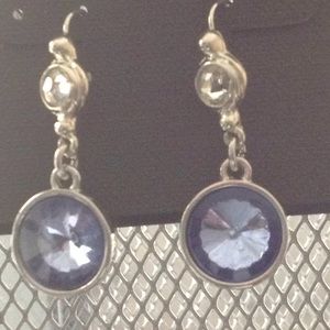 WH|BM Silver drop earrings blue precious stone